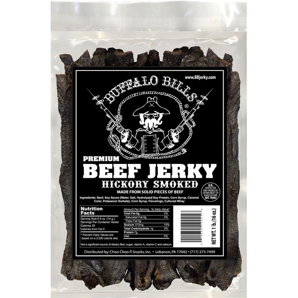 Buffalo Bills 16oz Premium Hickory Beef Jerky Pieces (hickory smoked jerky in random size pieces)