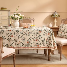 ISAENNE French Tablecloth for Rectangular Tables,Linen Table Cloth with Colorful Floral Pattern,Heavy Durable Table Cover for Dining Thanksgiving Kitchen Decor Party Banquet Christmas,55"*79"