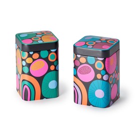 Eigenart Case Cheerful TCF7070109 Set of 2 Square Metal Tins with Fastener and a Capacity of 100 g