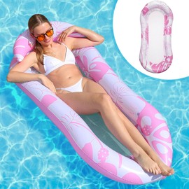 Jadin Water Hammock, Air Mattress Water, Relax Swimming Pool Lounger with Headrest, Water Floating Hammock Mattress, Pool Noodle Toy, Sunbathing Air Beds for Beach, 150 x 78 cm, Pink