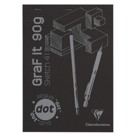 Clairefontaine - Ref 96844C - Graf'It Drawing Sketchbook (80 Sheets) - A4 (210 x 297mm) in Size, 90gsm Drawing Paper, Micro-Perforated Sheets, DotGrid Paper - Black Cover