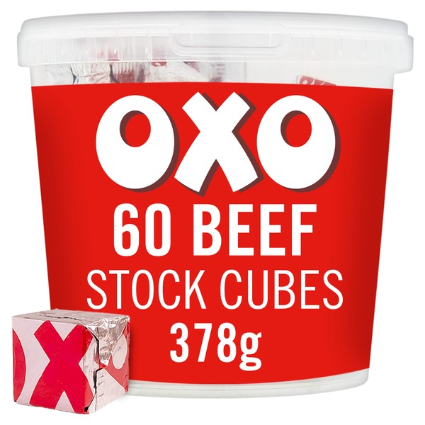 OXO 60 Beef Stock Cubes Made With Authentic Meat Juices, 378 g (Pack of 1)