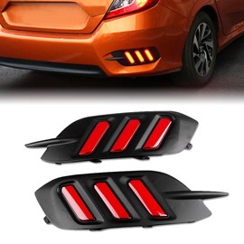 BIHEE Bumper Light for Honda Civic 2016-2021 LED Rear Bumper Reflector Lamp 2 Color Tail Light Brake & Rear Fog Lights for Honda Civic Sedan,1 Pair