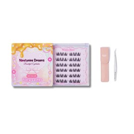 Ninetynine Dreams No Glue Flora Self-Adhesive Lashes, 9-12mm Length, C+ Curl, Synthetic Fibers, Beginner Friendly Press On Self Adhesive Band cluster Falsies Eyelash (1 Pack + Tweezers)