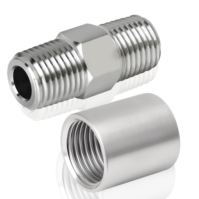 TAISHER 10PCS 304 Stainless Steel Pipe Fitting, Hex Nipple, Coupling,