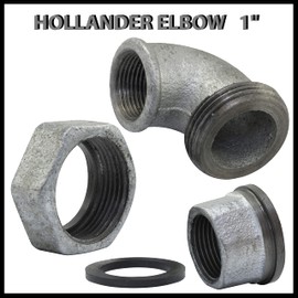 AERZETIX - C65064 - Cast iron elbow piece 1 inch female/female - pipe connection with seal/thread for screwing on - galvanised - sanitary heating water supply installation work fitting