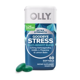 OLLY Ultra Strength Goodbye Stress Softgels 60 Count & Laser Focus Gummy 36 Count Brain Support Supplement Bundle