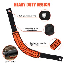 Ainiv 4 Pack Roll Bar Grab Handles for Ford Bronco 2021 2022, Premium Paracord Grips Handle for Ford Bronco Accessories 2021 2022 - Orange and Blue