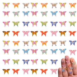 Pack of 80 Micro Butterfly Resin, Miniature Butterflies Decoration, 3D Butterflies Luminous, 13 Different Mini Butterflies Crafts, Nail Charms, Nail Stones, Nail Art, for Landscape, Fairy Tale House