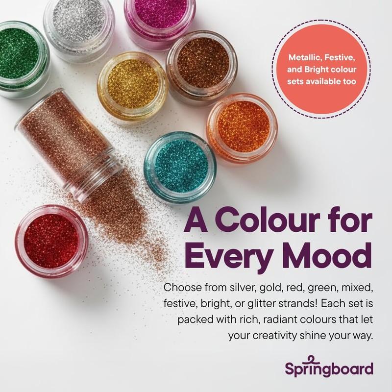 Springboard 100g Red Craft Glitter Shaker Pot, Bright Decorative Glitter