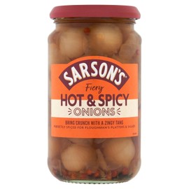 Sarsons Hot And Spicy Silverskin Onions 460g (Pack of 3)