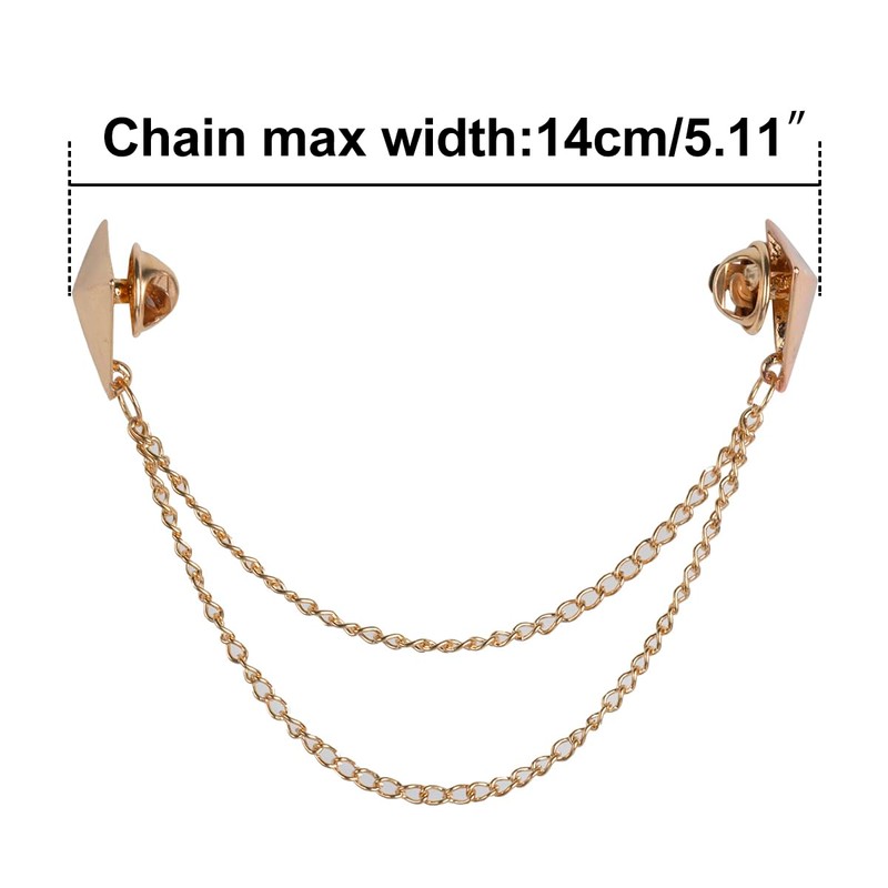 LKXHarleya Gold Stud Double Chain Brooch Pin,Shirts Neck Collar Tips