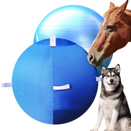 SWYIVY 25" Dog Horse Ball&Cover with Straps, Herding Ball for Dogs Blue Heelers, Harding Dog Large Mega Pets Soccer Ball for Australian