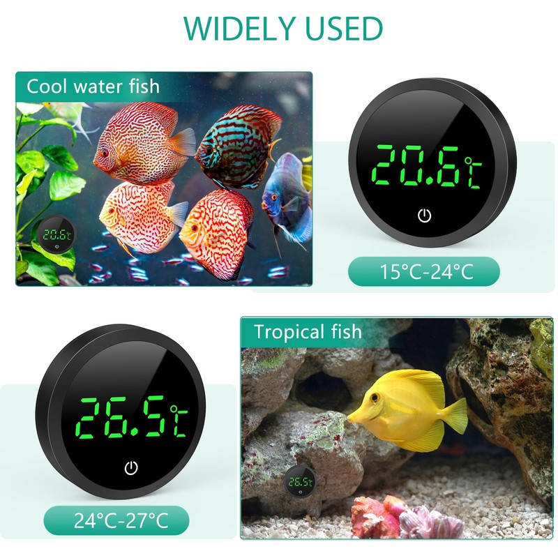 ORIA Aquarium Thermometer, LED Display Digital Temperature Meter Aquarium (℃),