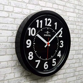 Suntel SQ07-BK Wall Clock, Black, Diameter 10.3 x 1.6 inches (262 x 40 mm), Lightest Moji Clear Wall Clock, BK (Black)