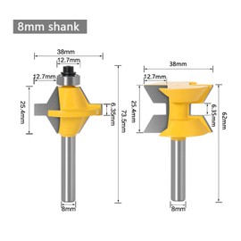 8 mm Shank Milling Cutter Set 120 Degree Groove Cutter Set with Edge Banding Machine Woodworking Groove Chisel Milling Cutter Tools, 2 Pieces