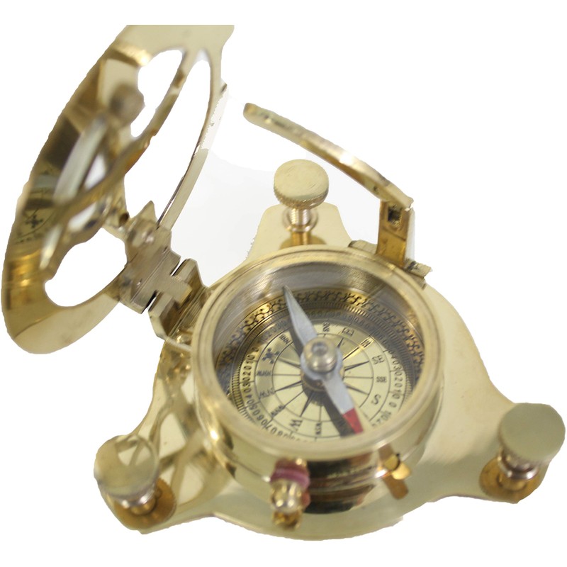 Antik 2000 Functional Nautical Compass Brass with Sundial in Elegant