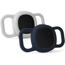 Geiomoo Silicone Case for Tile Sticker (2024) Tracker, Finder Tag Protective Cover for Pet Collar (Oatmeal+Navy Blue)