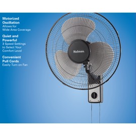 HOLMES Oscillating Wall-Mountable Fan, 16 Inch (HMF1611A-UM),Black