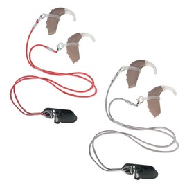 Set of 2 Hearing Aid Drop Prevention Straps for Binaural, BetterJonny Hearing Aid Clip Holder Hearing Aid Loss Rope Hearing Aid Drop Prevention Clip with Clip Hearing Aid Clip Rope for Youth Elderly Children Red Gray