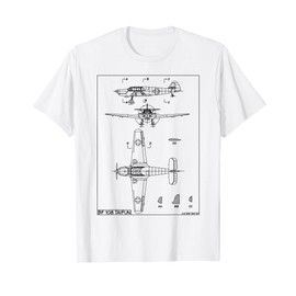 Messerschmitt Bf 108 Taifun WW2 German Plane Blueprint T-Shirt