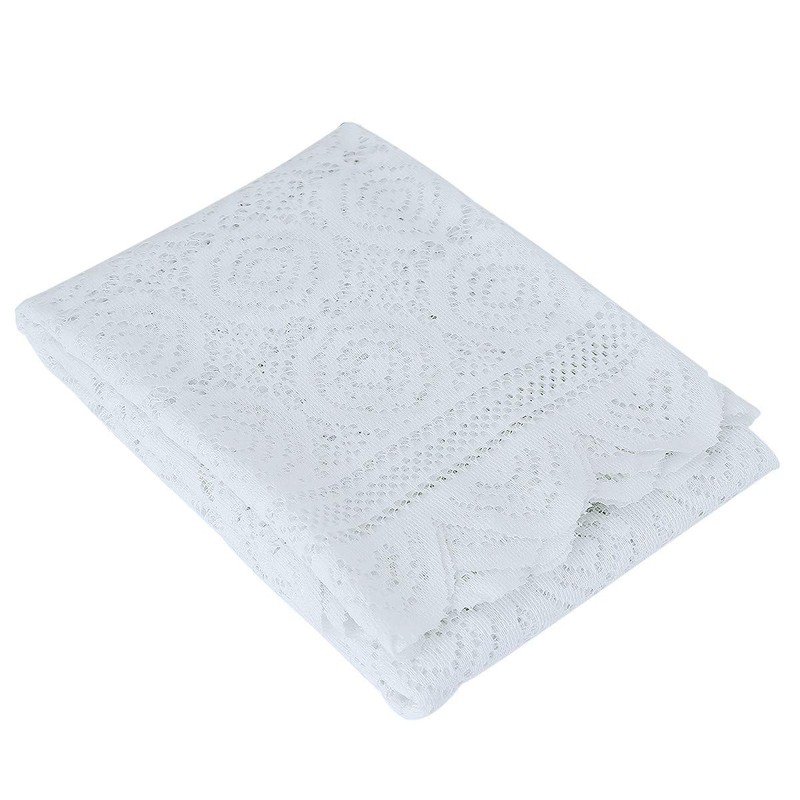 mookaitedecor 225x152cm White Large Floral Lace Tablecloth Rectangular for Party