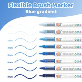 Guangna Blue Acrylic Paint Pens 8 Color, Acrylic Paint Markers Blue, Brush Tip Paint Markers for Rock Painting, Wood Glass Ceramic Canvas Stone DIY Crafts Making Art Supplies
