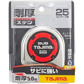 Tajima GASL25-50 Convex Thick Stainless Steel Tape, 2.0 x 1.0 inches (5 m) x 25 mm Thick Stainless Lock