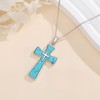 Genuine Turquoise Cross Necklace Sterling Silver Boho Natural Gemstone Necklace