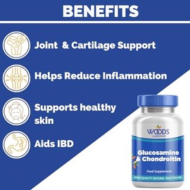 Glucosamine 500mg & Chondroitin 400mg (180 Tablets) from Woods Supplements | Dual Supplement Formulation | 16% Preparation Tablets