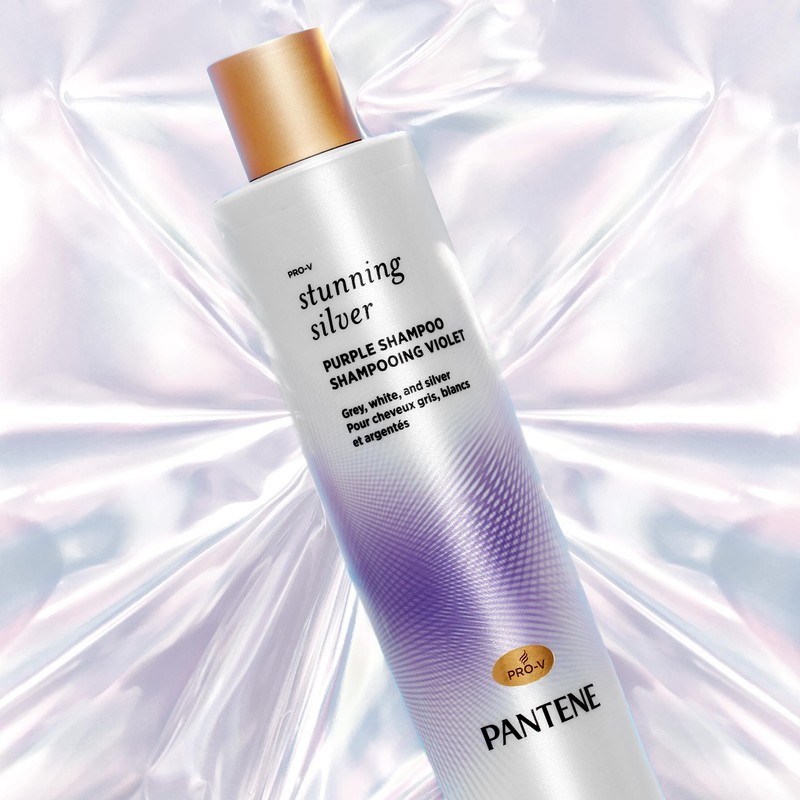 Pantene Stunning Silver Brightening Purple Shampoo for Dyed Gray and