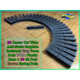 30 CC WIDE AS GR Gray Foam Pads White Base + 30 Brown Felt Pads 8-track tape