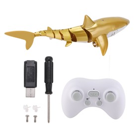 Electric RC Boat 2.4G Remote Control Pool Shark Simulation Water Jet Animal Toy for Kids TeenagersGold