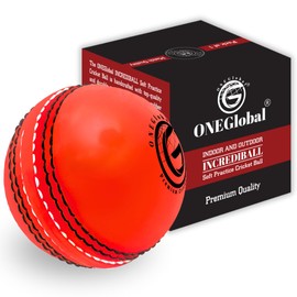 ONEGlobal Incrediball Soft Practice Cricket Ball | Outdoor & Indoor Soft Rubber Cricket Ball With Core & Stitched Seam | For Honing Skills & Family Fun (1-Orange)