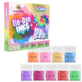 Desire Deluxe Tie Dye Ink – Set of 5/9/18 Paint Colours Ink for Dyeing Fabric, Clothes – Creative Art Craft Tie-Dye Games Activity for Adults & Kids (9 Colours Set)