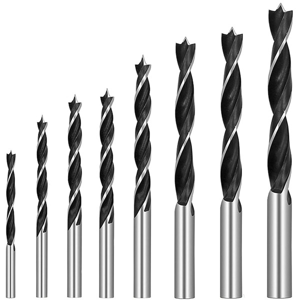 YUENTOEN Set of 8, Round Shaft, Triangular Woodworking Drill, Size