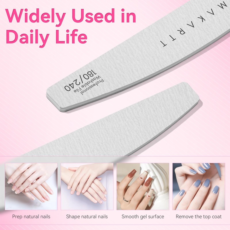 Makartt Nail File - 180/240 Grit Emery Boards for Nails,
