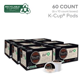 Tully's Coffee Italian Roast, Keurig Single-Serve K-Cup Pods, Dark Roast Coffee, 60 Count (6 Packs of 10)