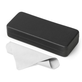 Marvolia Glasses Case Hard Shell Square Large Eyeglasses Case PU Leather Protective Cases for Sunglasses Eyeglasses with Cleaning Cloth for Men Women - Black