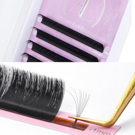 ALLOVE Eyelash Extension Super Easy Fan Volume Lash Extensions 0.12mm J Curl 8-15mm Mixed Tray Rapid Blooming Volume Lashes Self Fanning Lash Extension Supplies