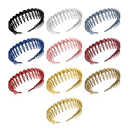 ZQTSANKESL 10pcs shark tooth headband, suitable for girls and teenage women, effortless, thin headband, with toothed comb, suitable for girls and teenage women (10 colors)