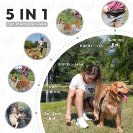 Bond Dog Running Leash Hands Free Dog Leash with Pouch, Pet Lead Running Belt for Walking, Jogging & Canicross, Includes Waist Jogging Fanny Pack & Pet Car Seat Belt Safety, Puppy Seatbelt for Dogs