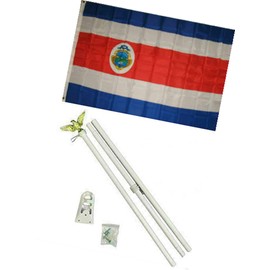 New 3x5 Costa Rica Flag White Pole Kit Set 3'x5' Indoor Outdoor For All Weather Banner Flag WIN18204TRA