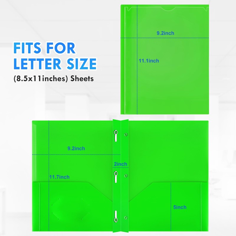 Ellinjan 48 Pack Plastic Folders with Pockets and Prongs, Clear