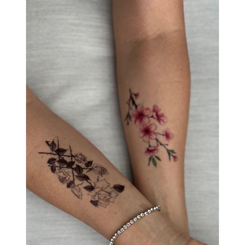 2 Blatt Temporary Blume Tattoo Kirschblüten Tattoo Rose Tattoo HB744X