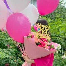 12 piezas de centro de mesa de fiesta de cumpleaños número 21, decoraciones doradas para niñas y niños, 21 cumpleaños 21 decoraciones florales para suministros de fiesta de cumpleaños número 13