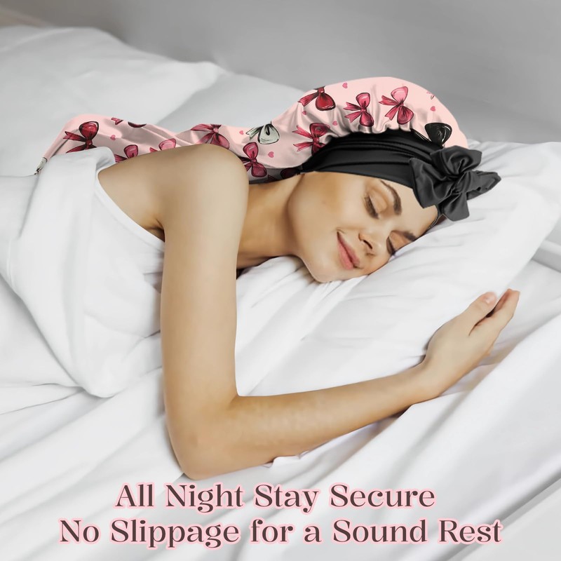 Cabreche Long Satin Hair Braid Bonnet for Sleeping Double Layer