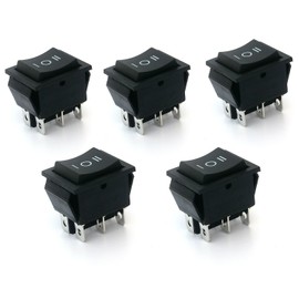 5Pcs 6-Terminals 3 Position ON/OFF/ON DPDT Boat Rocker Switch 16A 250VAC 20A 125VAC