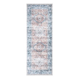 Bloom Rugs Caria Washable Non-Slip 7 ft Runner - Coral Traditional Runner for Entryway, Hallway, Bathroom, and Kitchen - Exact Size: 2'6" x 7'