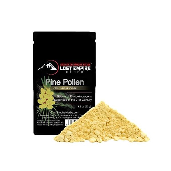 Pine Pollen Wild-Harvested Pine Pollen (50 Gram) - Premium Grade, Non Irradiated, Cell Wall Cracked, 3rd Party Tested, Traceable to Source, 365 Day MBG